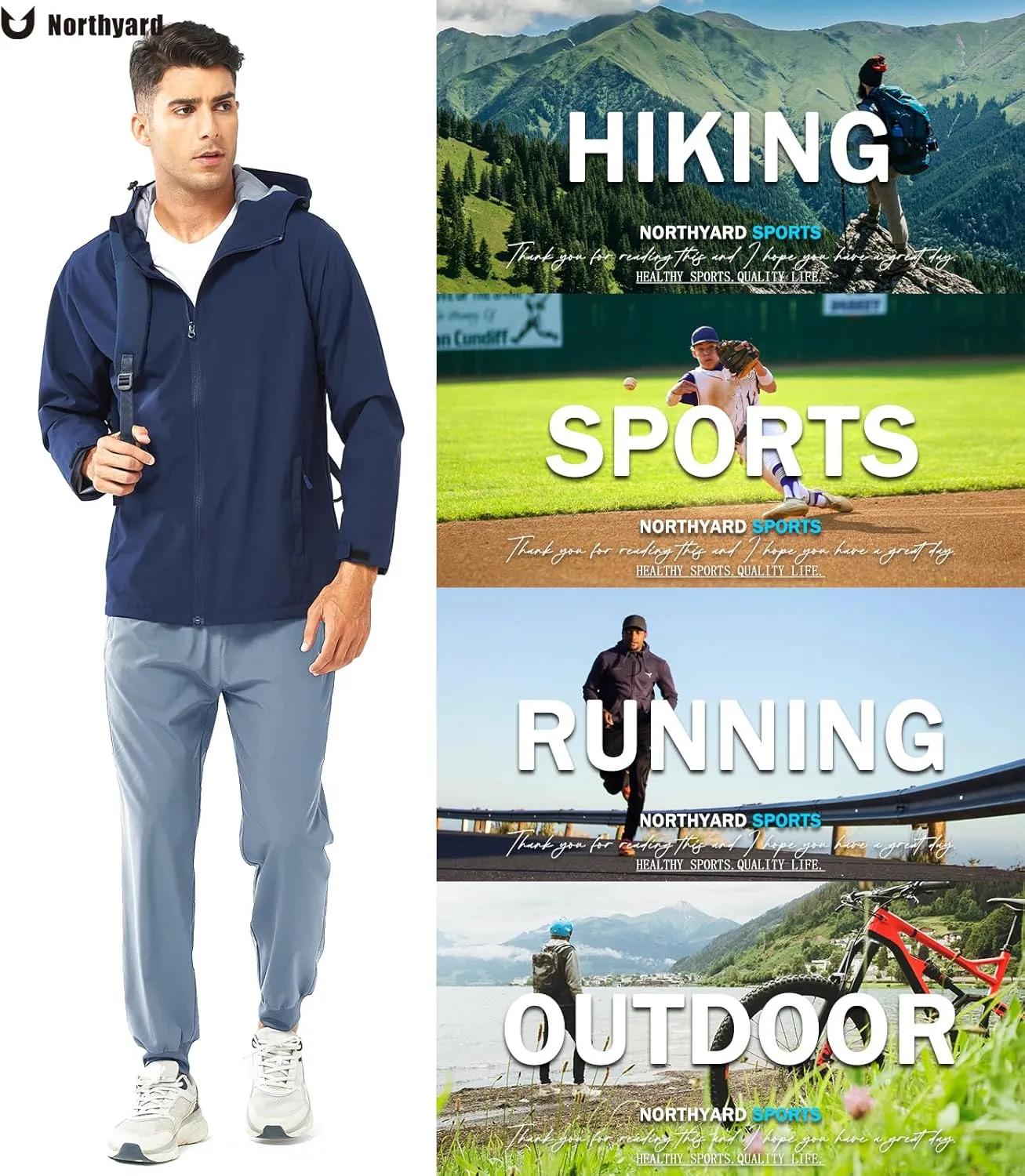 NORTHYARD Men's Athletic Running Pants Lightweight Workout Joggers Quick Dry Gym Sweatpants Active Sports Track Training