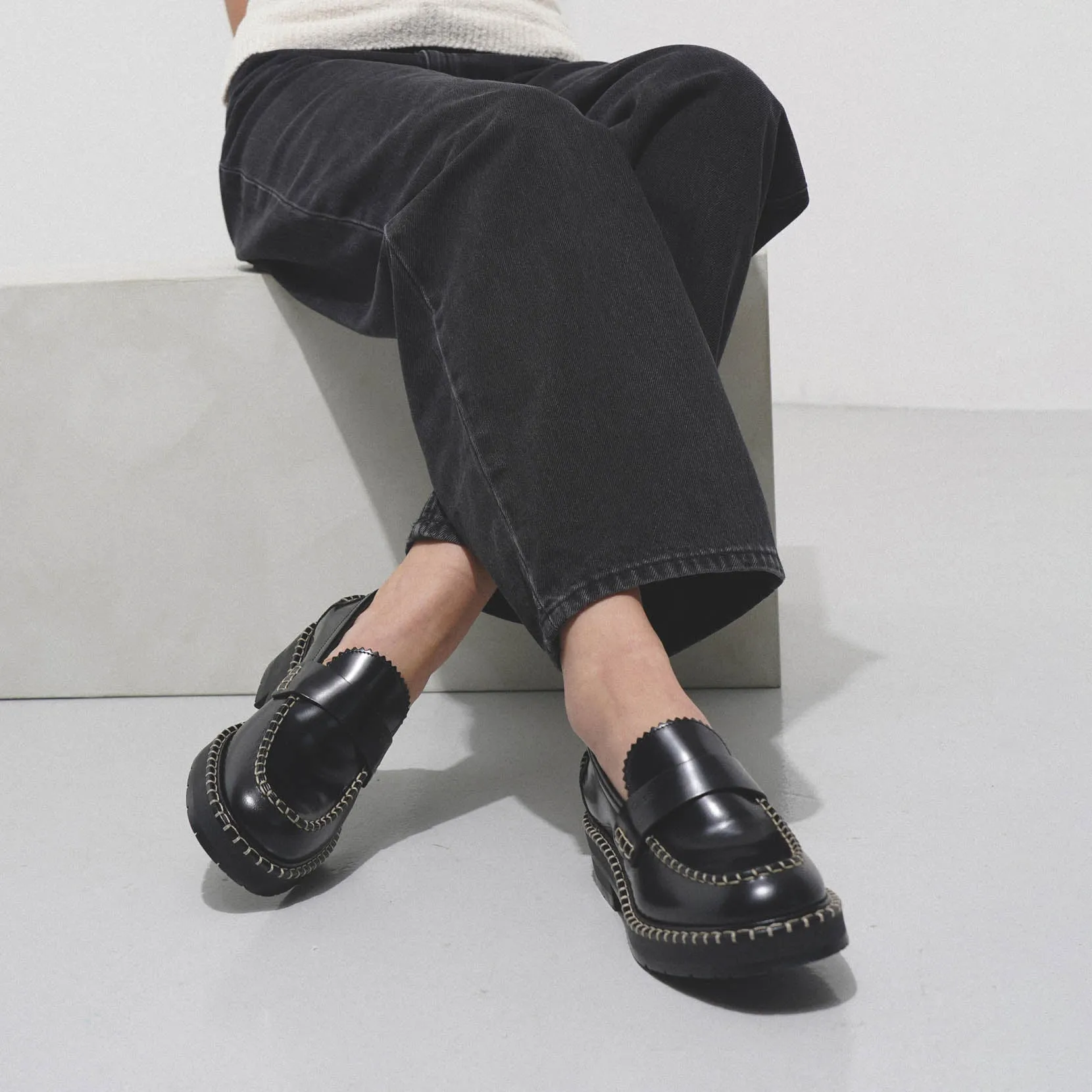Noua black leather loafers