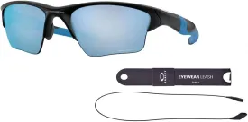 Oakley Half Jacket 2.0 XL OO9154 Rectangular Sunglasses For Men   BUNDLE Leash   Designer iWear Care Kit