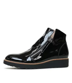 Ohmy Black Patent Leather Ankle Boots