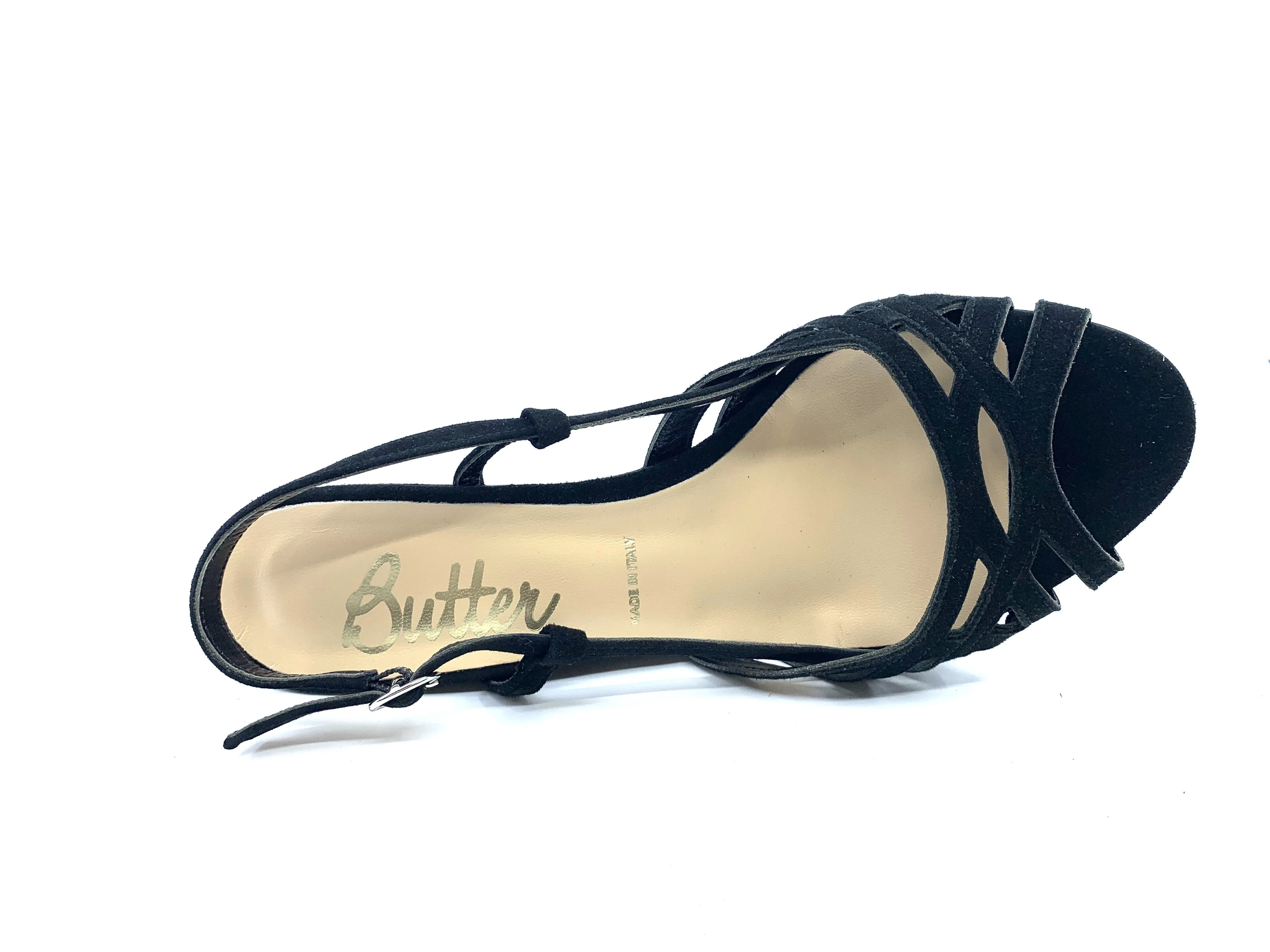 Pirro Black Suede Butter Wedge Sandals