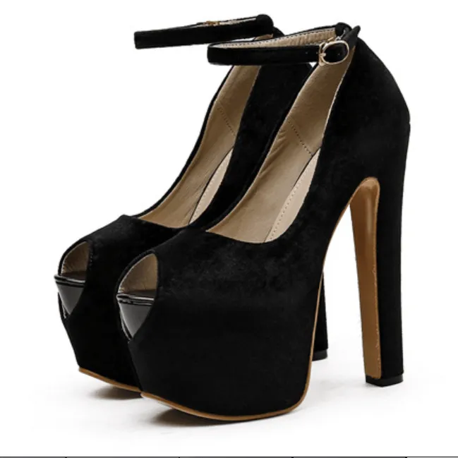 Sexy Platform Suede Peep Toe High Heels