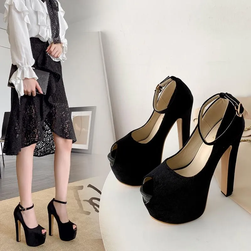 Sexy Platform Suede Peep Toe High Heels