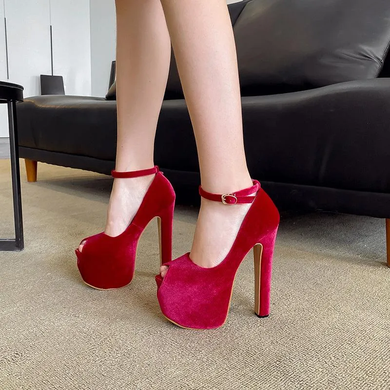 Sexy Platform Suede Peep Toe High Heels
