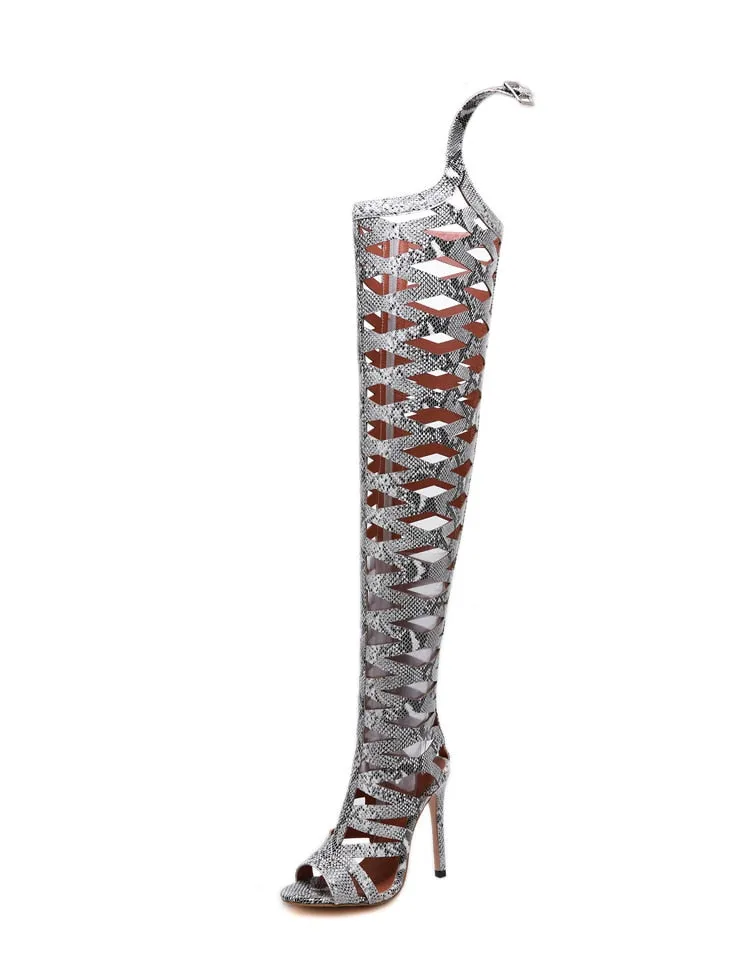 Sexy Snakeskin Thigh High Heels