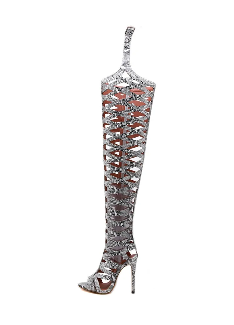 Sexy Snakeskin Thigh High Heels