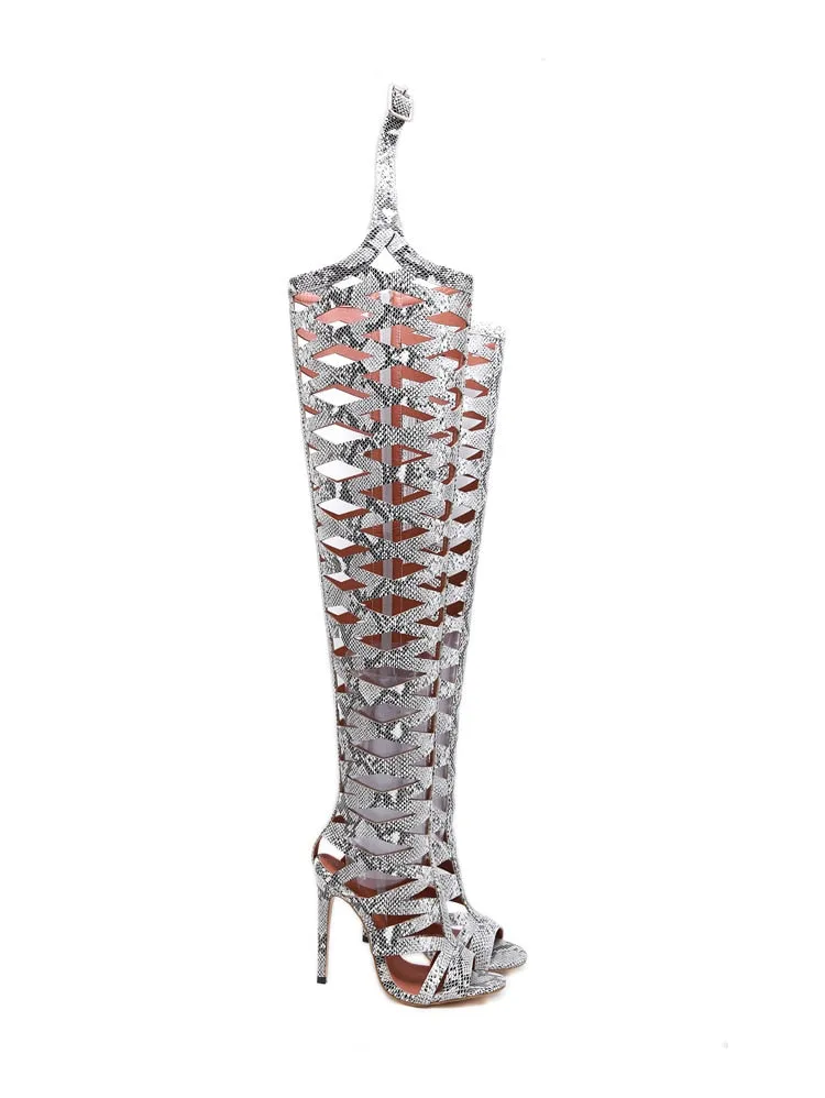 Sexy Snakeskin Thigh High Heels