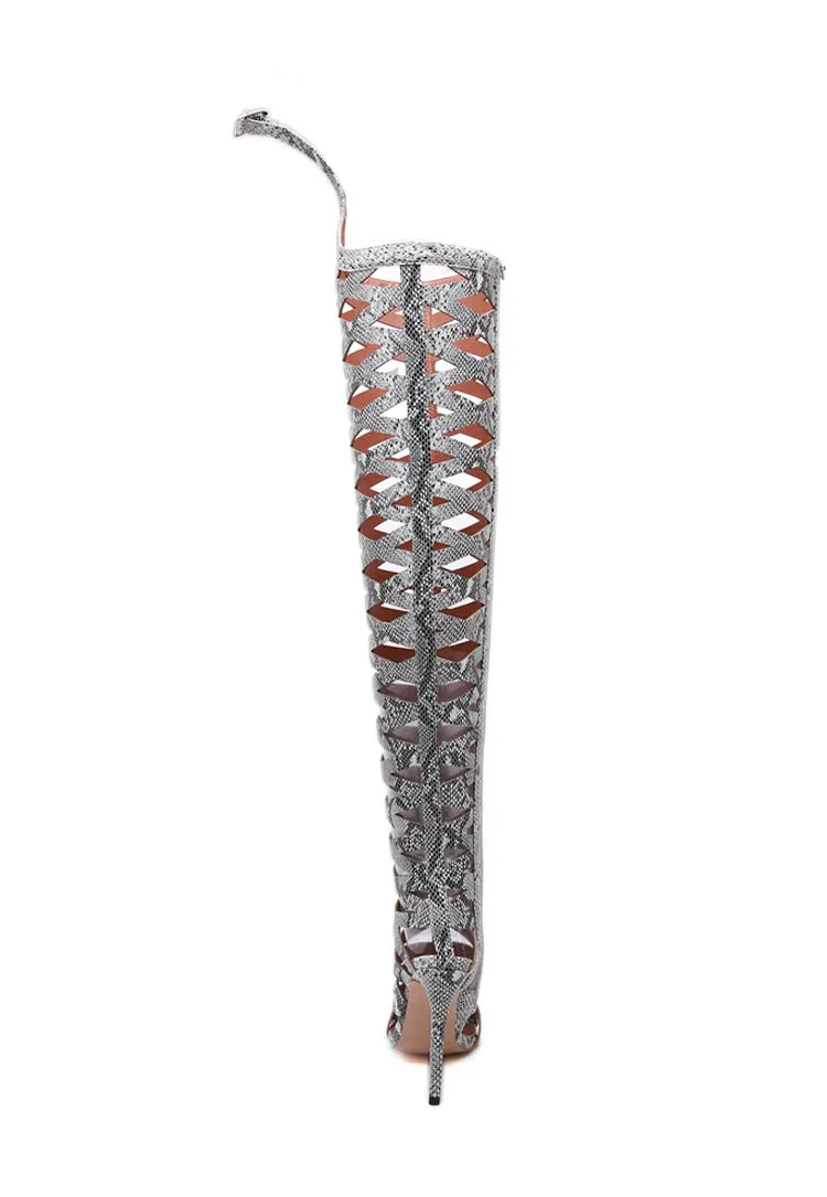 Sexy Snakeskin Thigh High Heels