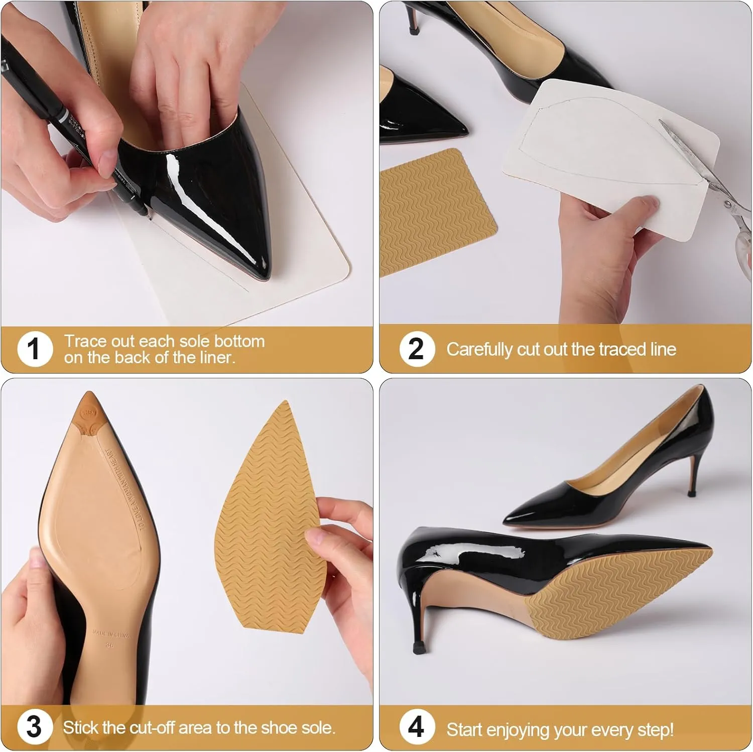 Shoe Sole Bottom Protector, Self-Adhesive Grips, Non-Slip Pads, Sole Guard, Anti-Slip Grips for Bottom of Shoes