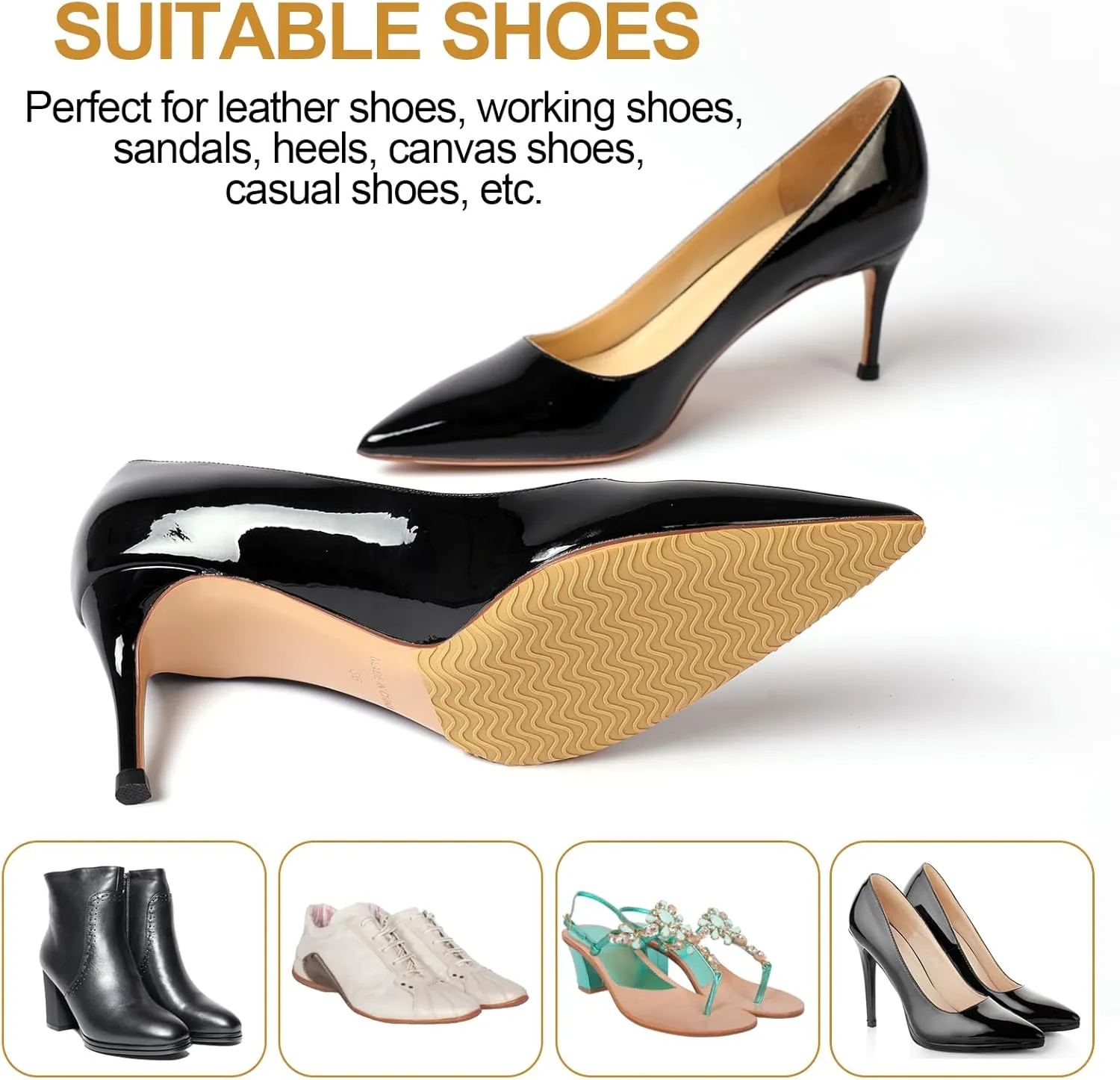 Shoe Sole Bottom Protector, Self-Adhesive Grips, Non-Slip Pads, Sole Guard, Anti-Slip Grips for Bottom of Shoes