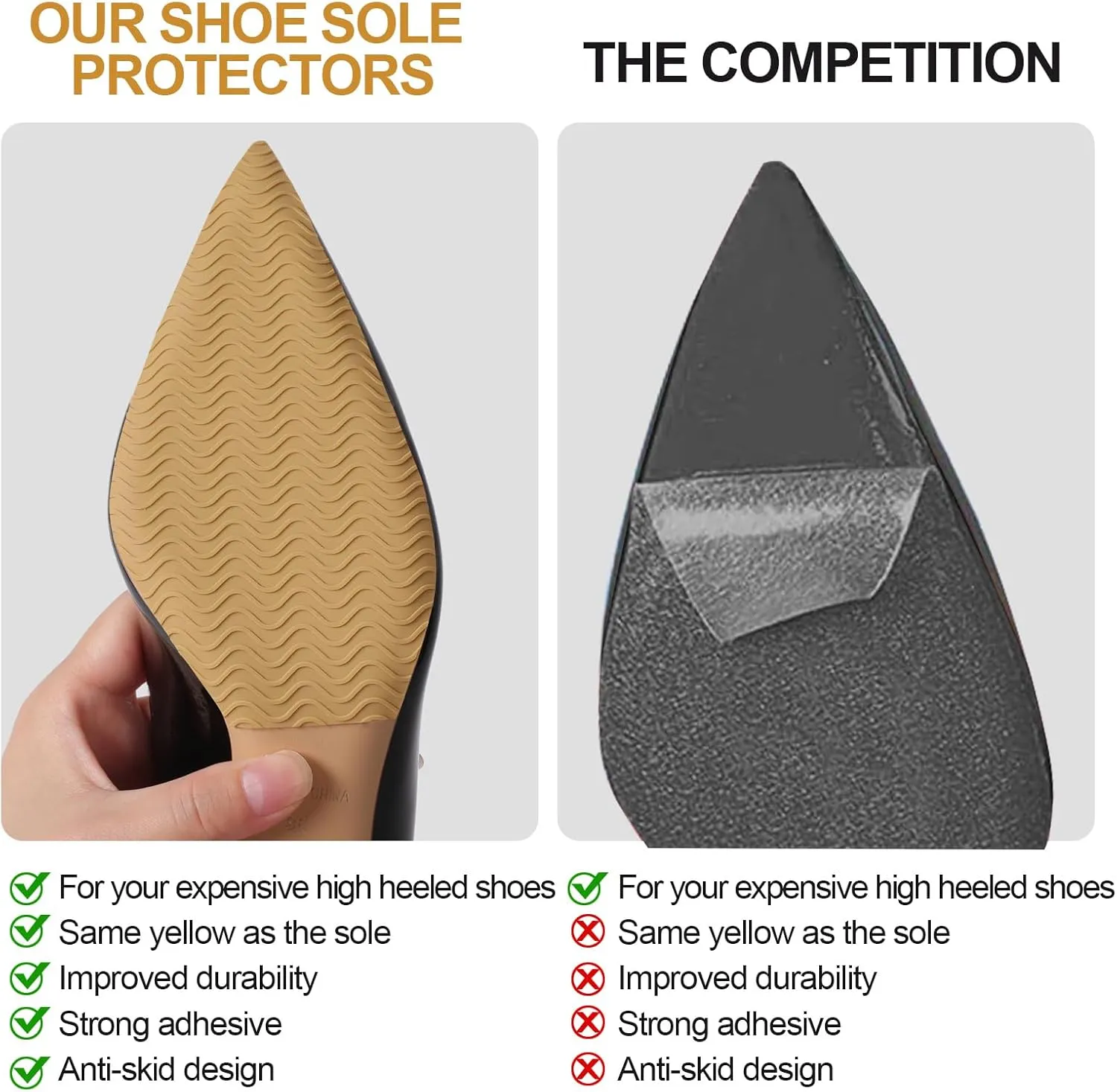 Shoe Sole Bottom Protector, Self-Adhesive Grips, Non-Slip Pads, Sole Guard, Anti-Slip Grips for Bottom of Shoes