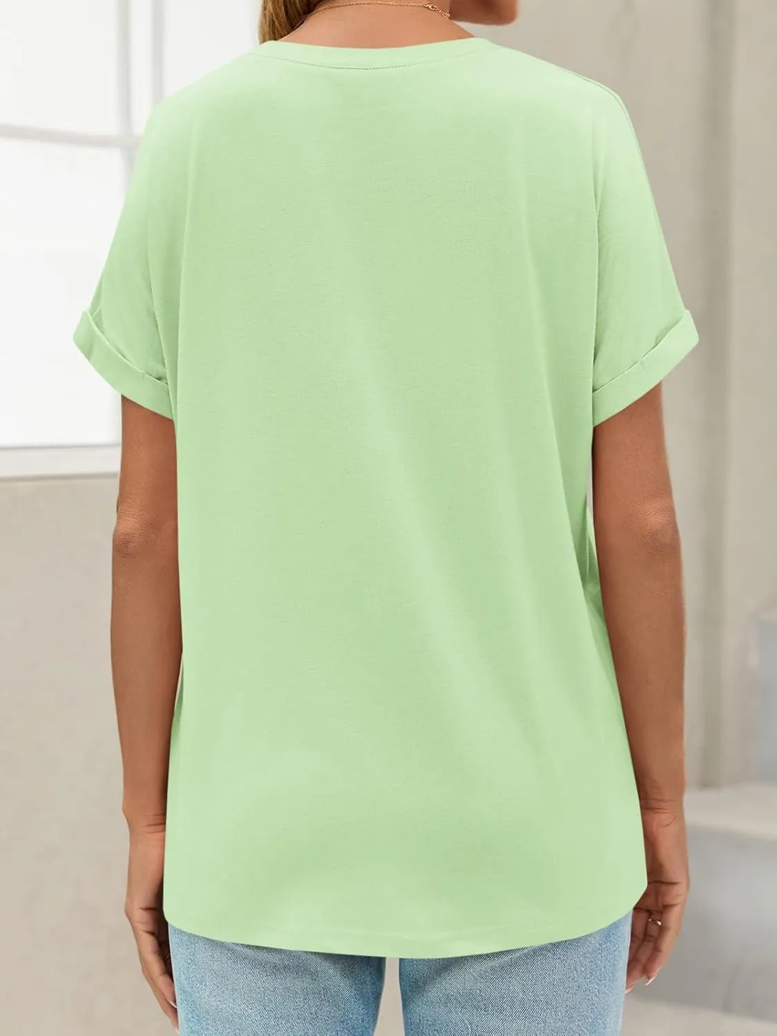 Tankaneo Womens Oversized Short Sleeve T-Shirts Summer Casual Loose Fit Tops Workout Basic Tunic Tees