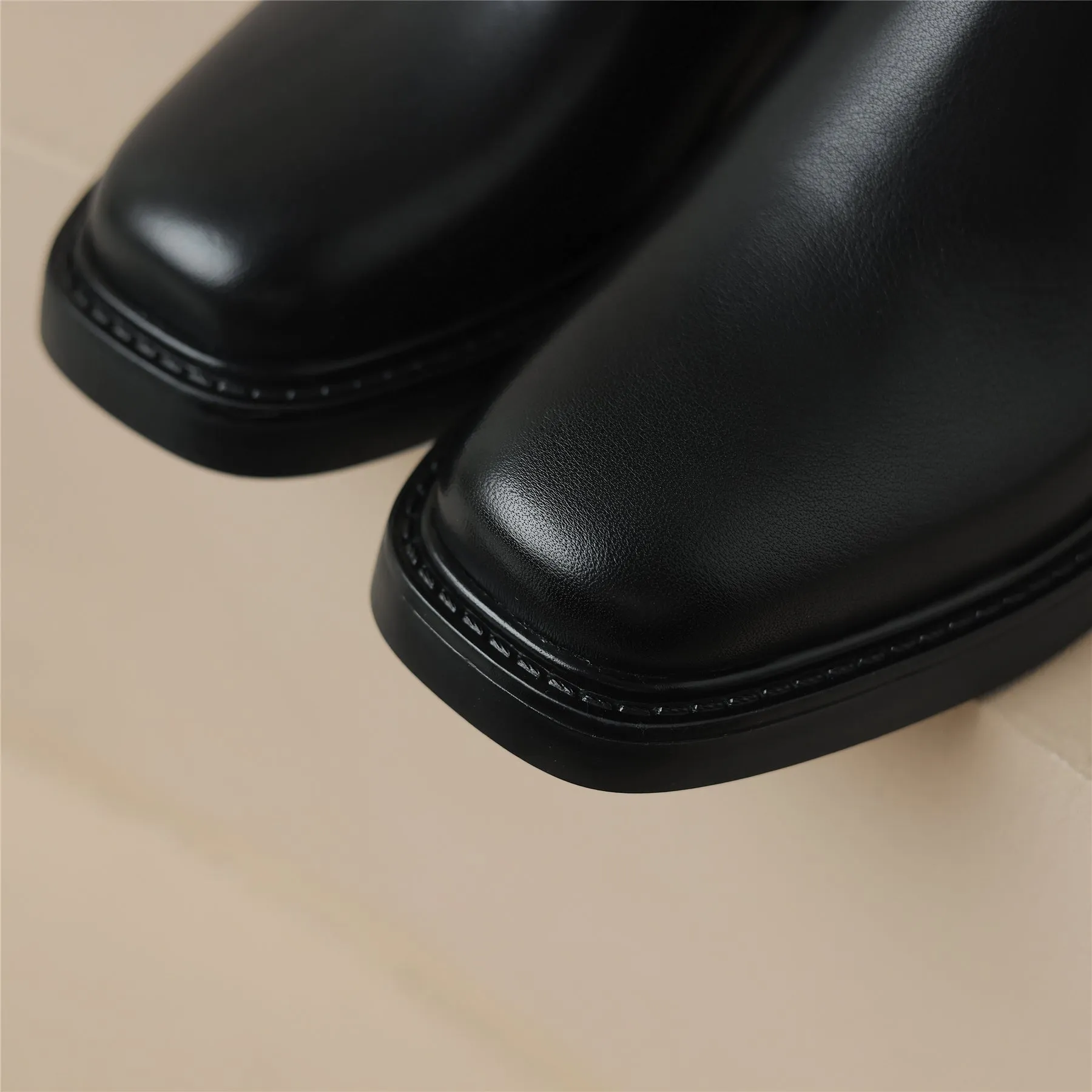 TinaCus Genuine Leather Women's Square Toe Handmade Back Zipper Ankle Boots