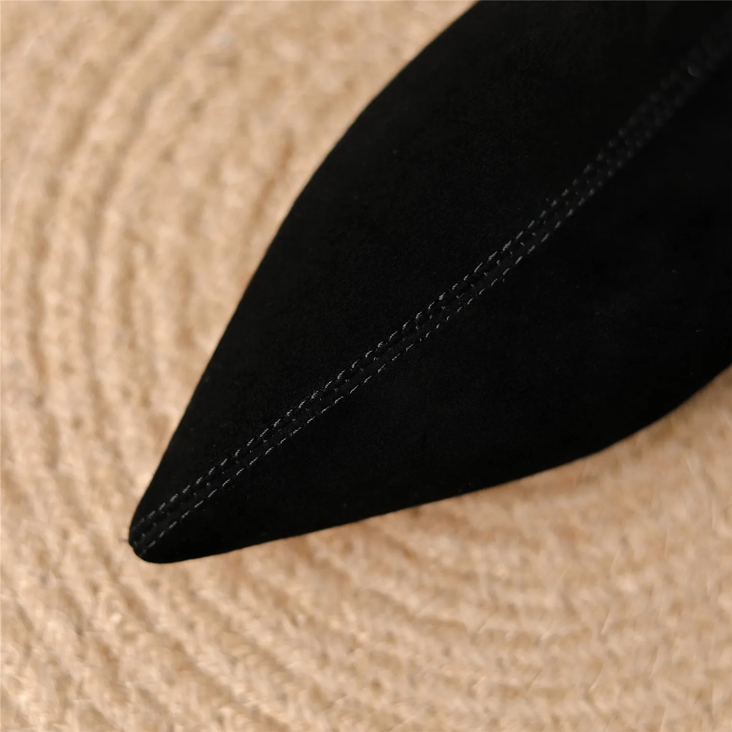 TinaCus Handmade Women's Suede Leather Slip On Pointed Toe High Kittened Heel Back Zipper Ankle Boots