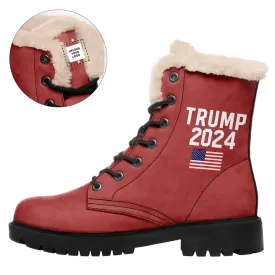 Unique Gift,Personalized Trump Boots, Custom MAGA Boots, Pirde Fur Winter Boots, Best Support Gift