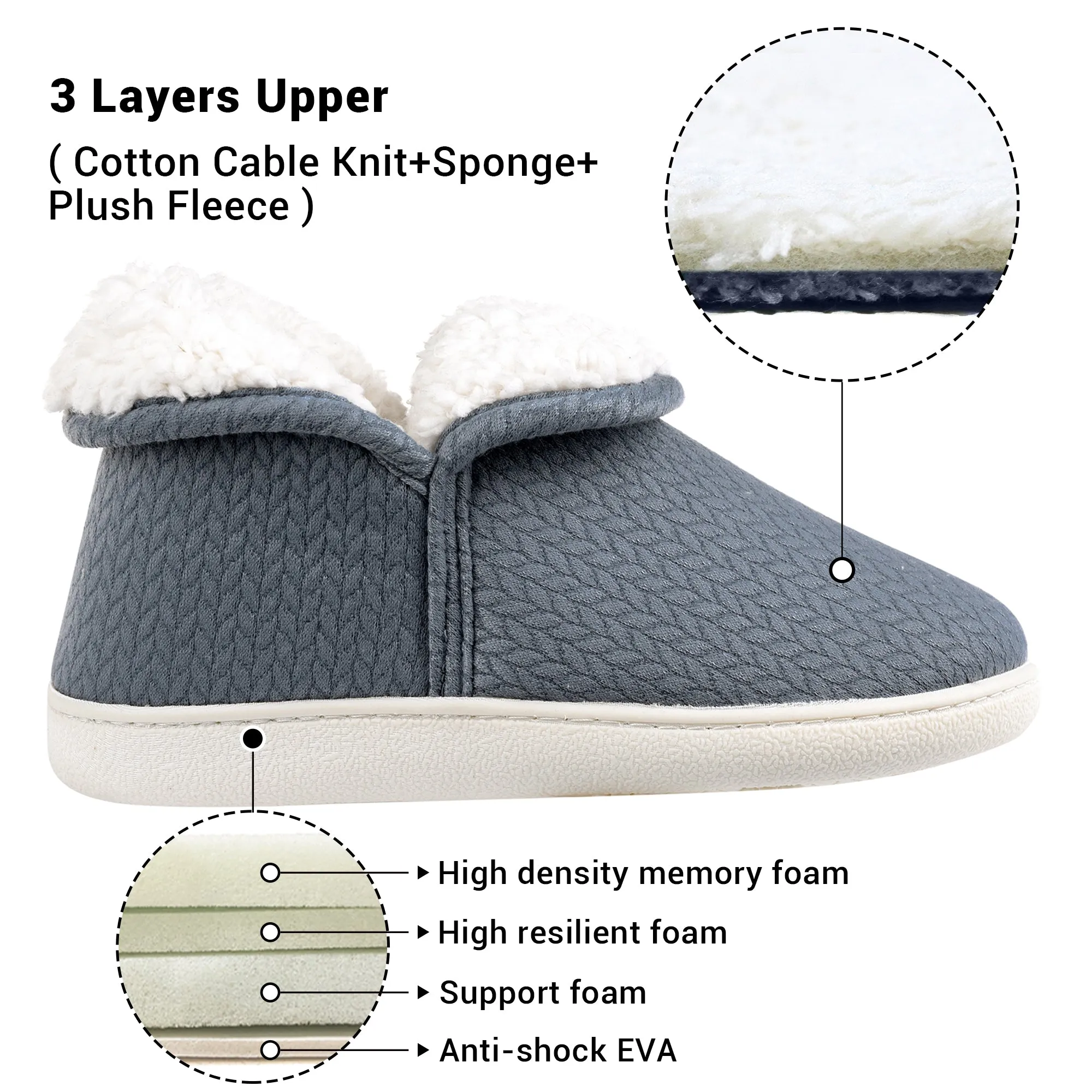 VONMAY Women's Slippers Booties Memory Foam Ankle Boots Comfort House Shoes