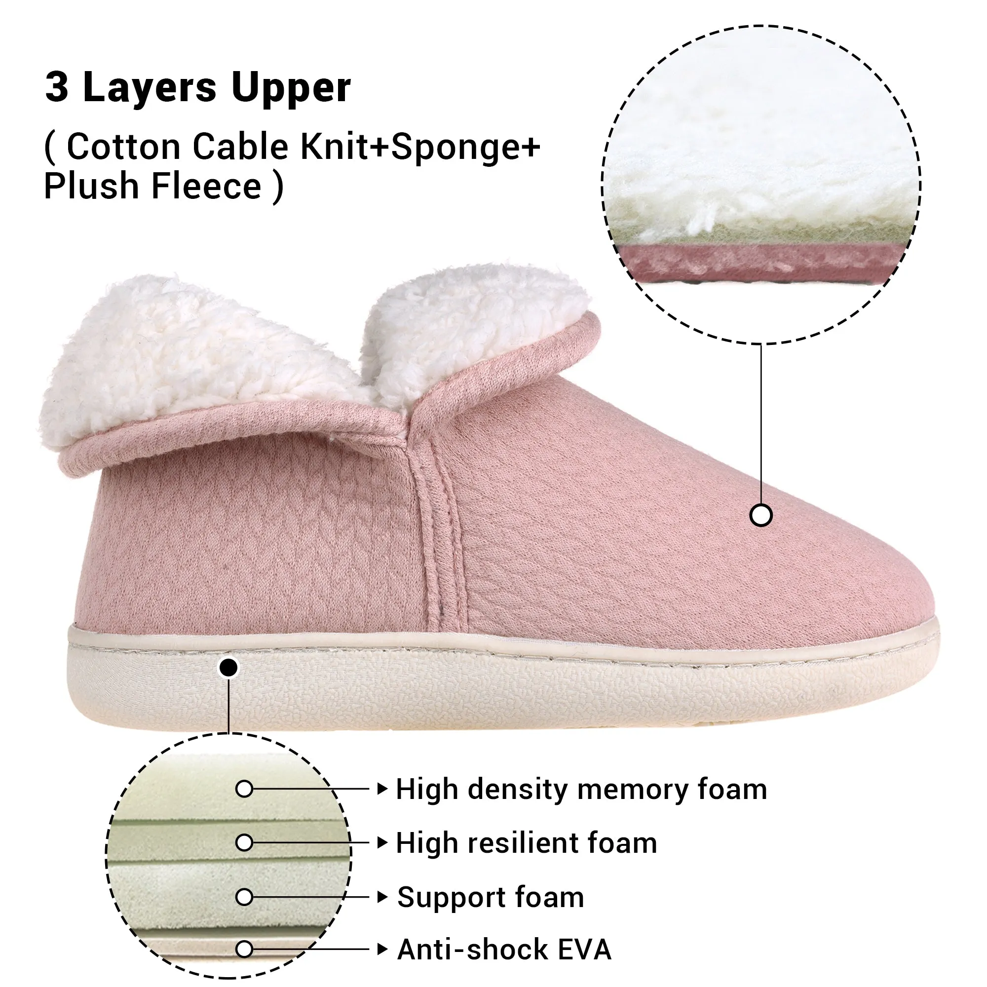 VONMAY Women's Slippers Booties Memory Foam Ankle Boots Comfort House Shoes