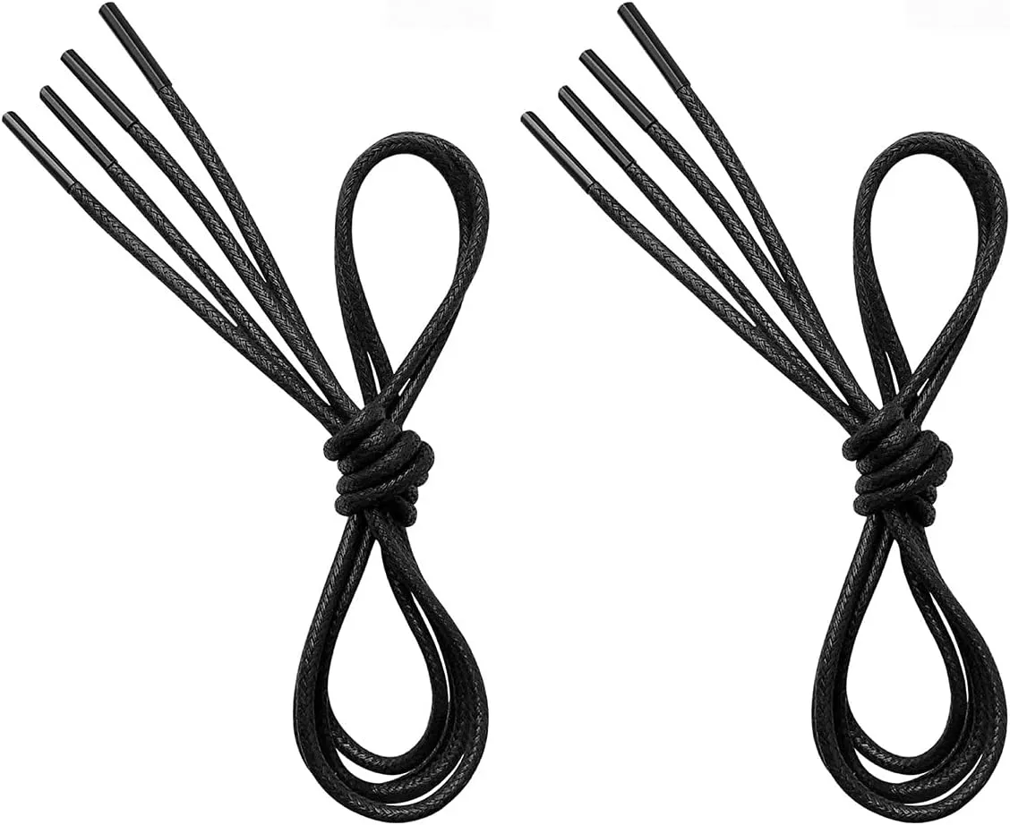 VSUDO 2 Pairs Waxed Round Dress Shoe Laces for Mens Dress Shoes, 1/8" Thin Business Oxford Shoelace/Shoe Strings