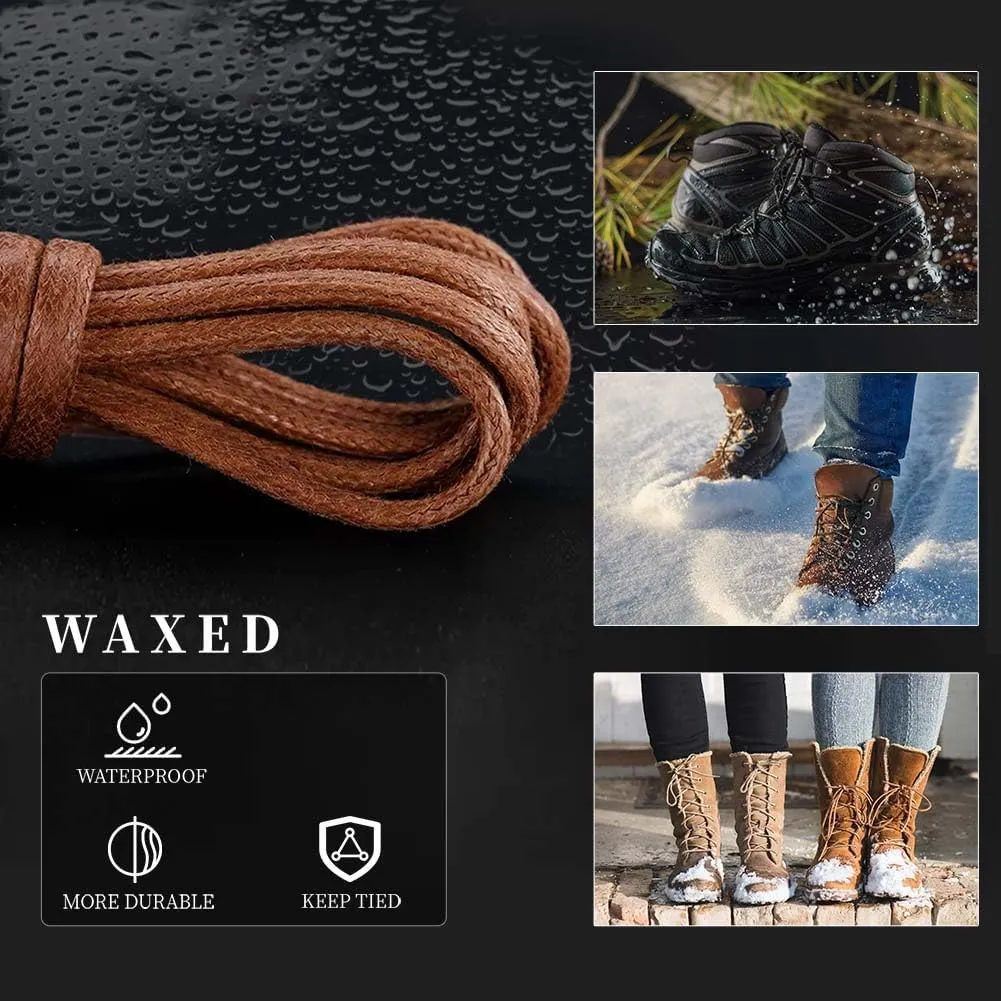 VSUDO 2 Pairs Waxed Round Dress Shoe Laces for Mens Dress Shoes, 1/8" Thin Business Oxford Shoelace/Shoe Strings