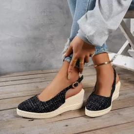 Women's Pointed Toe Baguette Back Hollow Wedge Sandals 06133123C