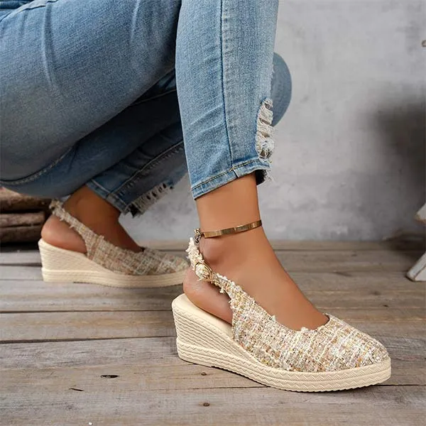 Women's Pointed Toe Baguette Back Hollow Wedge Sandals 06133123C