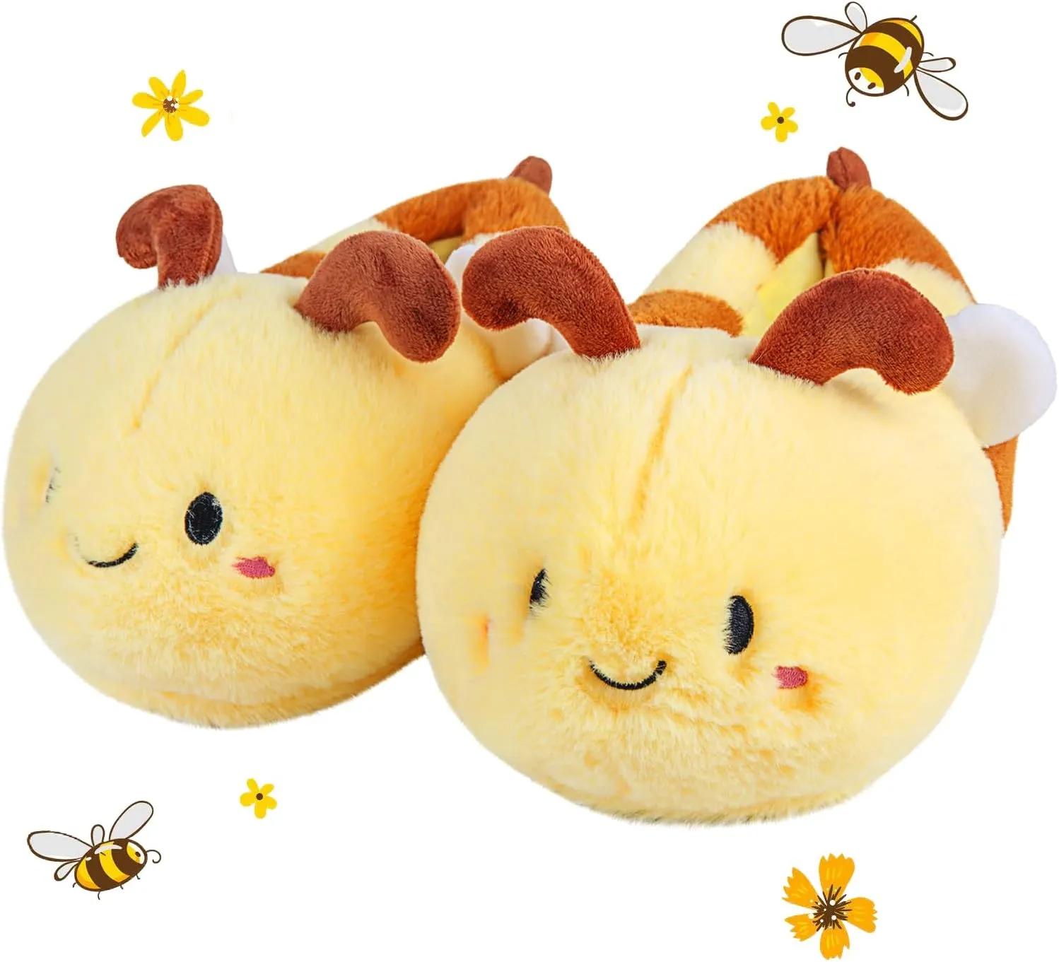 Women's Slippers Cute Bee Animal Slippers Funny Slippers Novelty Cozy Bumblebee Slippers Fuzzy Slippers Soft Winter Warm Slippers House Shoes