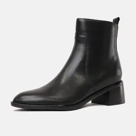Wyona Black Leather Ankle Boots